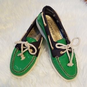 Green and Navy Blue Sperry Top-Sider